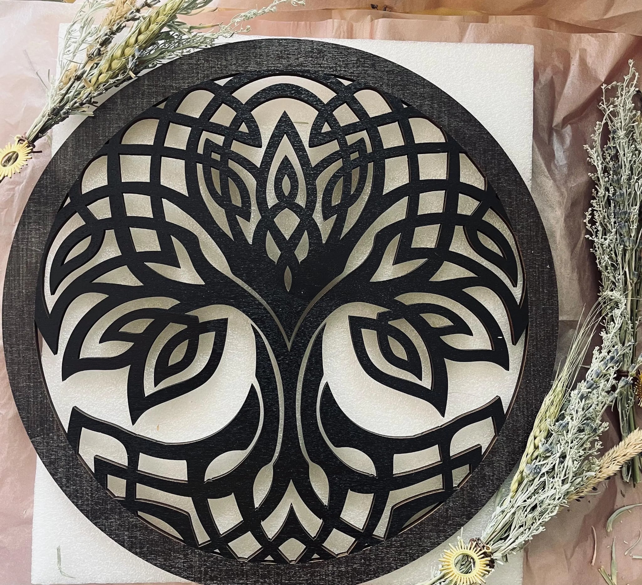 Tree of Life Wooden Decor for Altar Tile, Crystal Grid, or Wall Art. Beautiful Gift Idea!