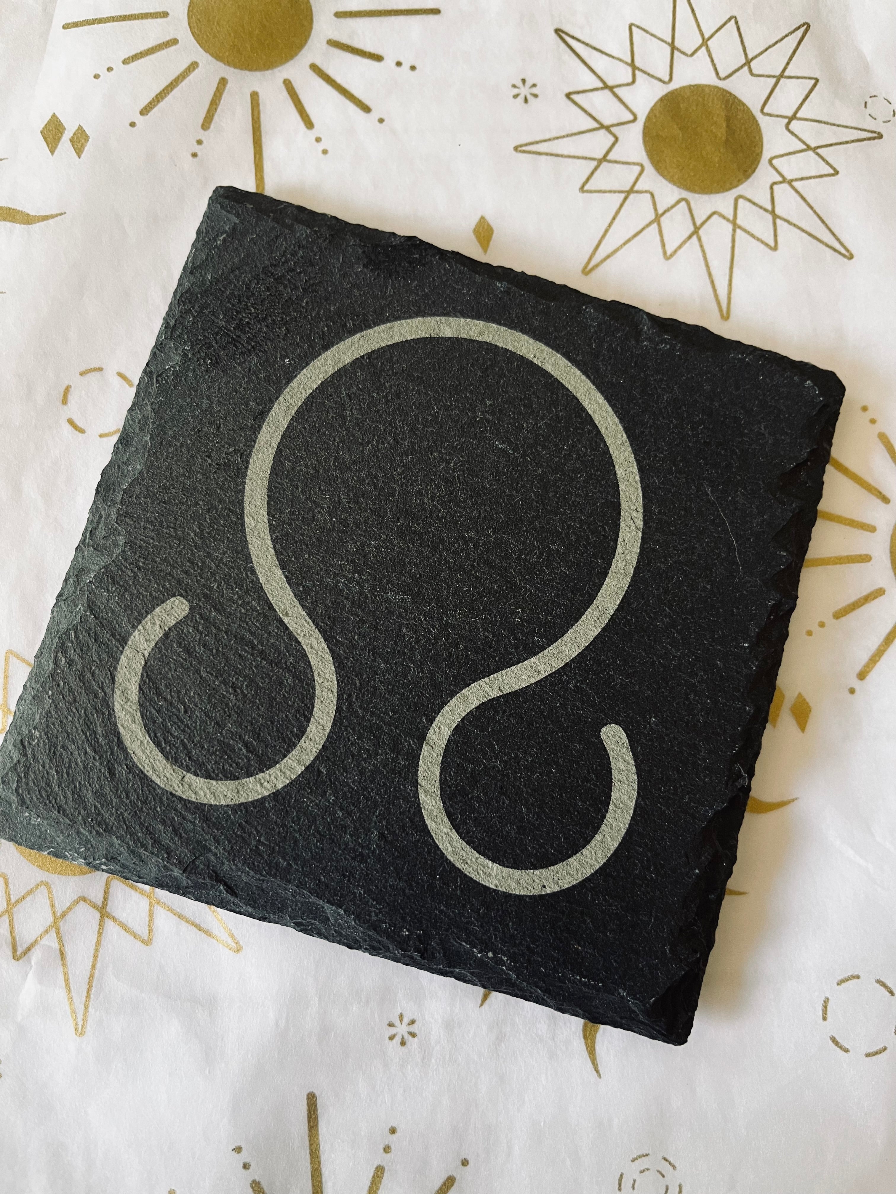 Litha Symbol Slate Altar Tile Set - Includes Selenite Stick and 3 Ritual Candles (Red, Yellow, Orange)