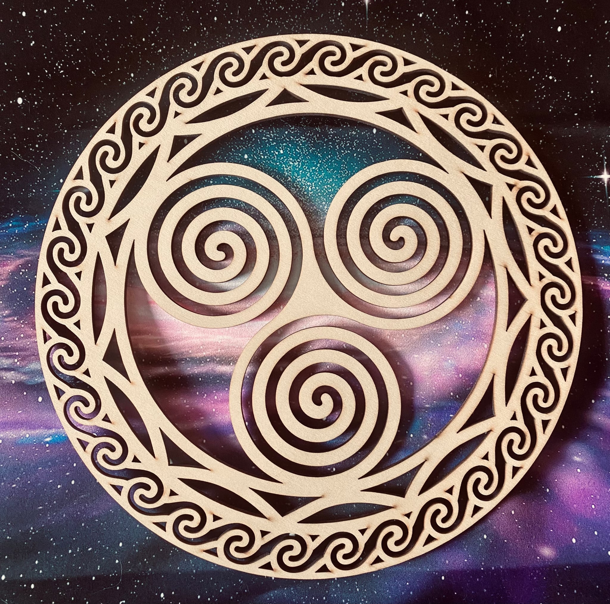Triskele Symbol Wooden Decor created to be used as an Altar Tile, Crystal Grid or Wall Decor