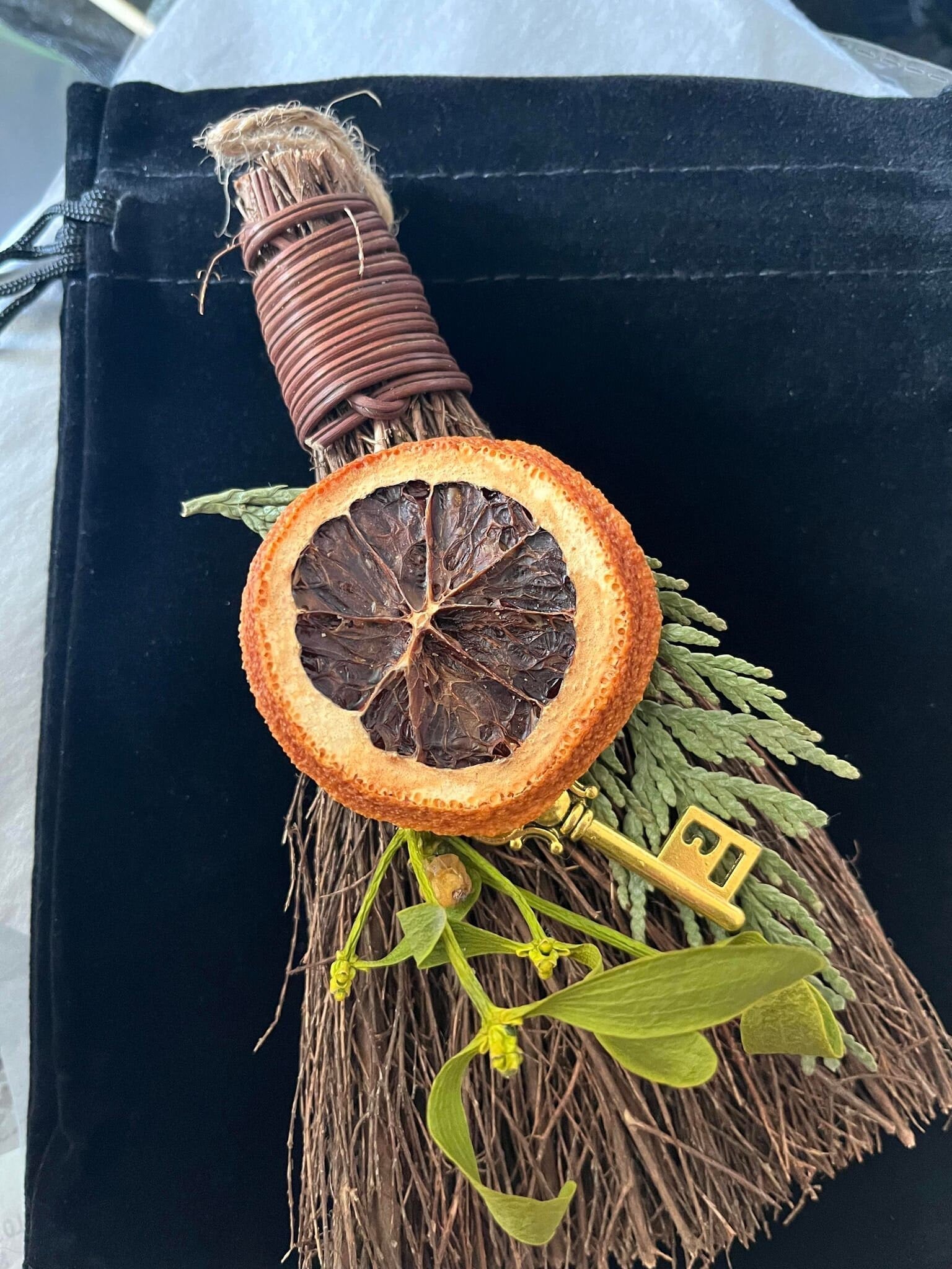 Yule Altar Besom for your Door or Altar During the Yuletide Season . Made for Cleansing + Protection. Infused Cinnamon, Cedar + Sweet Orange