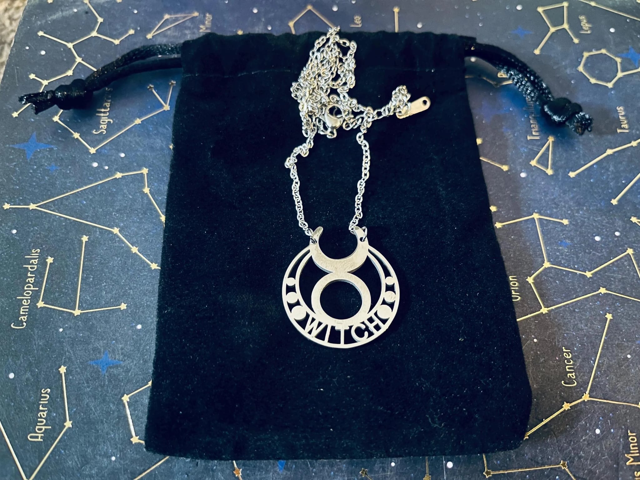 Triple Goddess Witch Necklace made of stainless steel- 18 inch chain