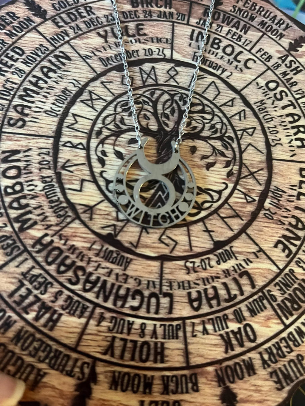 Triple Goddess Witch Necklace made of stainless steel- 18 inch chain