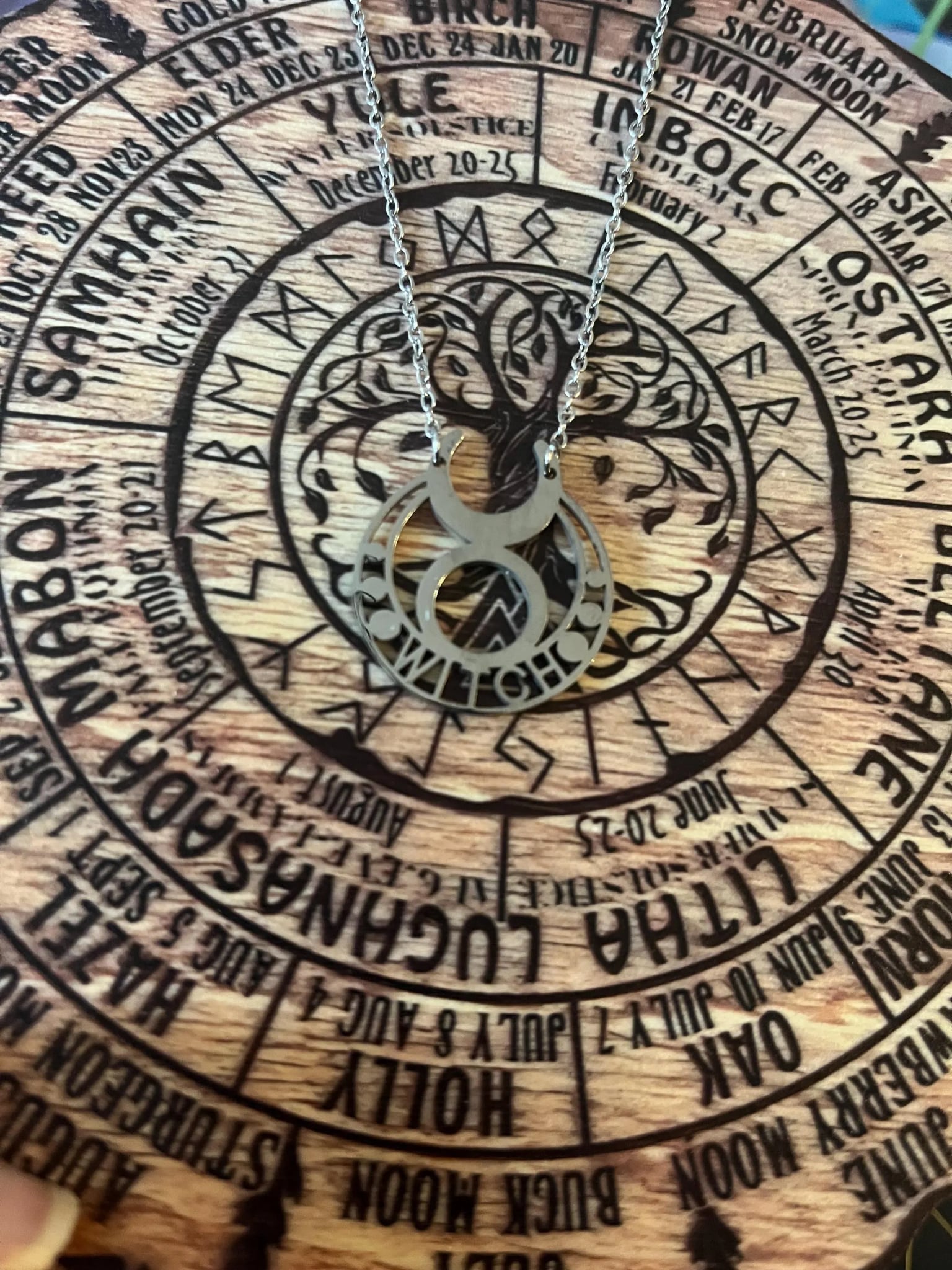 Triple Goddess Witch Necklace made of stainless steel- 18 inch chain