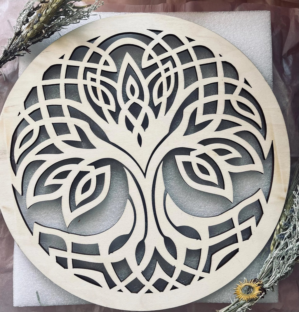Tree of Life Wooden Decor for Altar Tile, Crystal Grid, or Wall Art. Beautiful Gift Idea!
