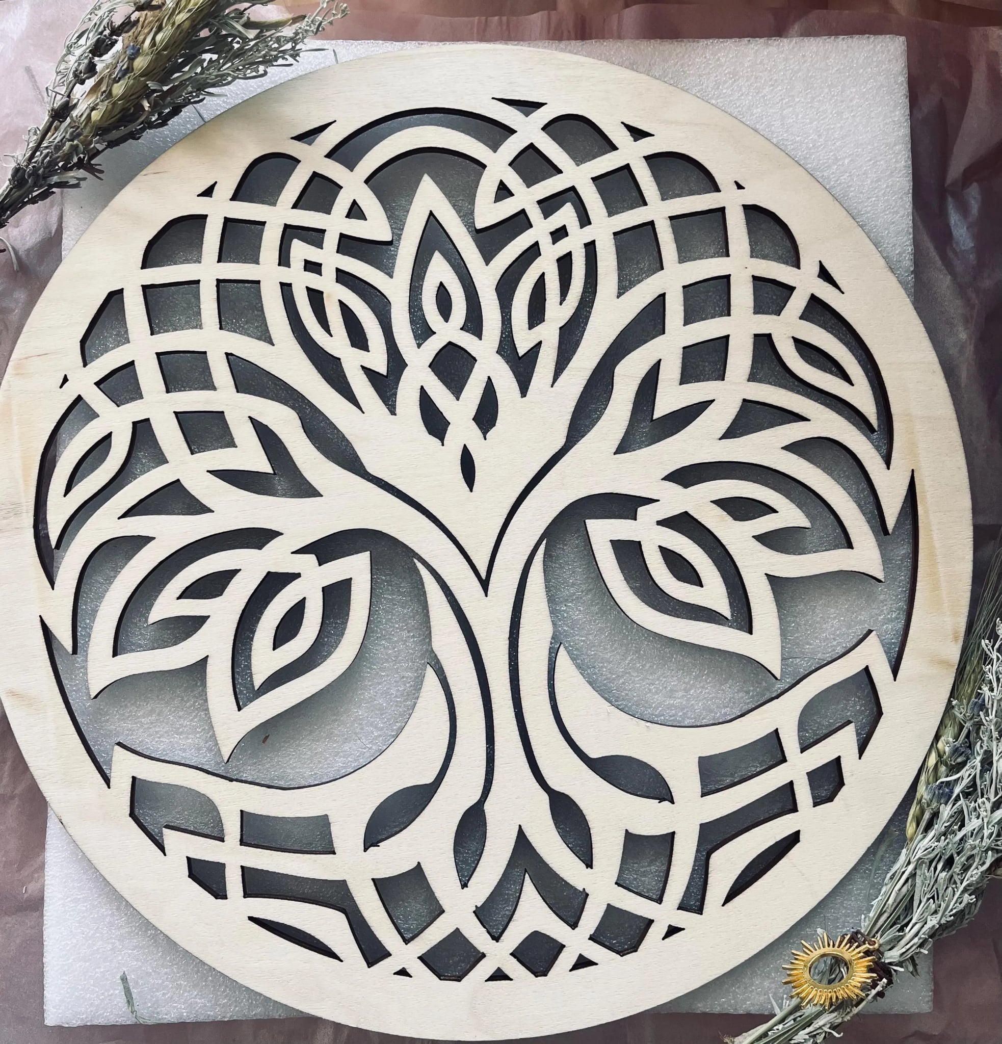 Tree of Life Wooden Decor for Altar Tile, Crystal Grid, or Wall Art. Beautiful Gift Idea!