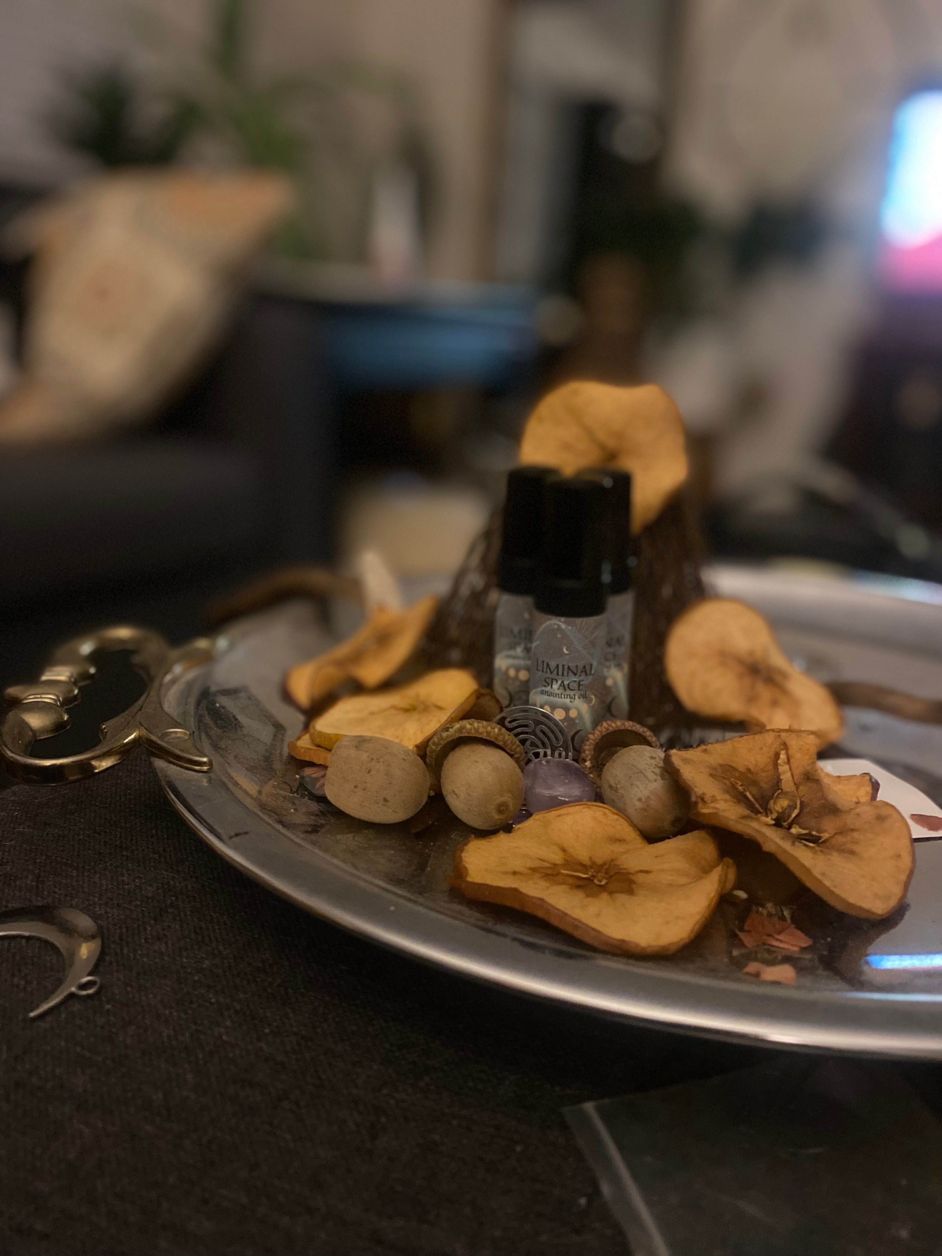 Liminal Space Anointing Oil & Black Tourmaline for Ancestral Work, Divination for your magickal journey.