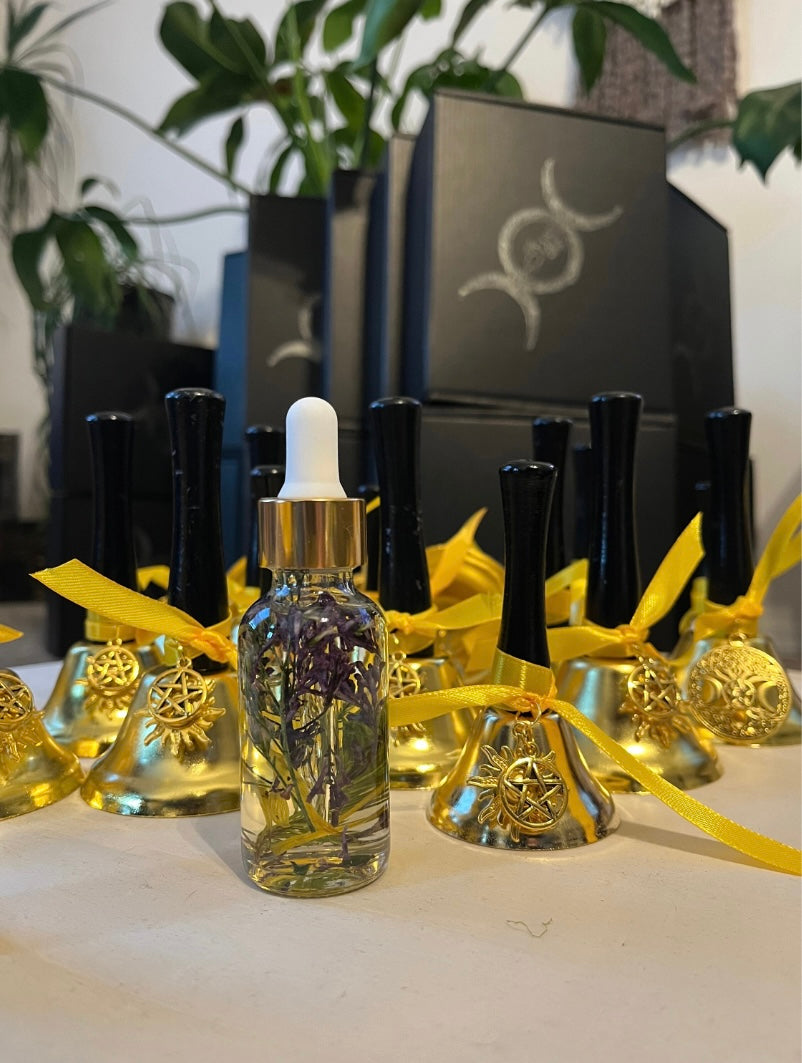 Summer Solstice Season Anointing Oil created for your ritual and spell work during the Radiant Season includes a Yellow Citrine Crystal